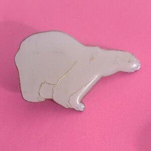 🐻‍❄ Polar Bear Vintage Lapel Pin - Arctic Animal White Bear Gold Lapel Pin